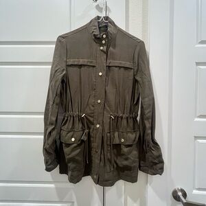 Zara mid 2010s style green bomber/ drawl sting  jacket